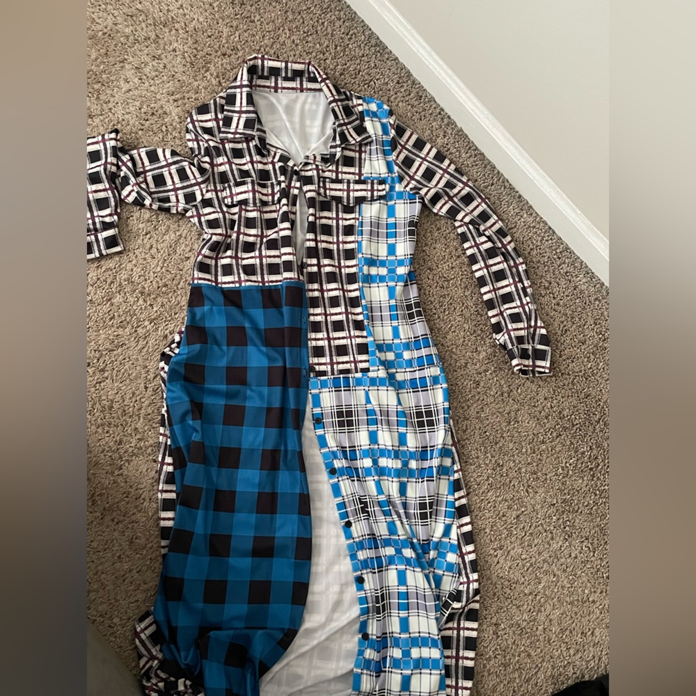 Plaid Patchwork Long Sleeve Dress
